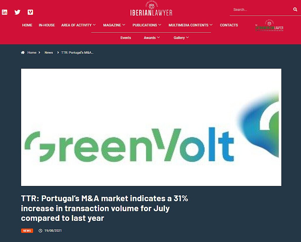 TTR: Portugals M&A market indicates a 31% increase in transaction volume for July compared to last year